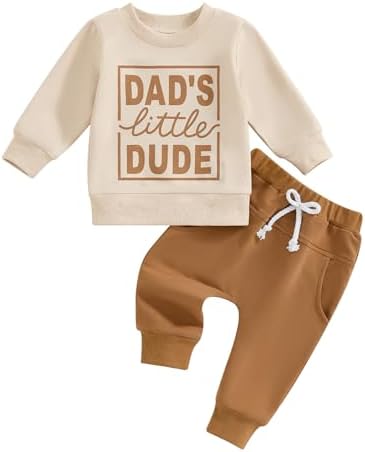Baorji Toddler Fall Outfits 2-Piece Set - Daddys Little Dude Design