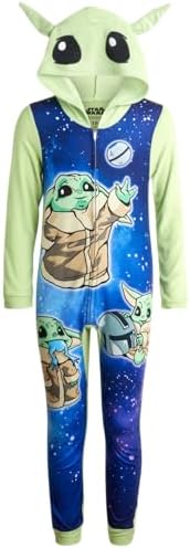 YODA FLAME RESISTANT STAR WARS MANDALORIZAN Hooded Blanket Pajamas for Boys