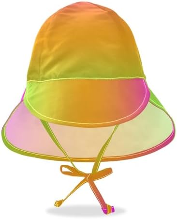 Holographic Gradient Rainbow Toddler Unisex Baby Fishing Hat with Strap