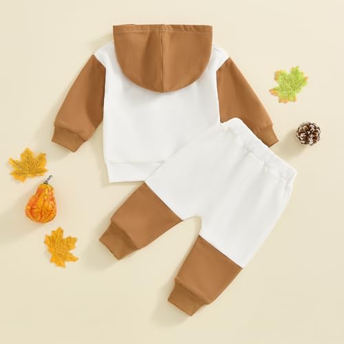 Finegoodwei Toddler Boys Winter Set - Contrast Letter Prints Hoodie Pants