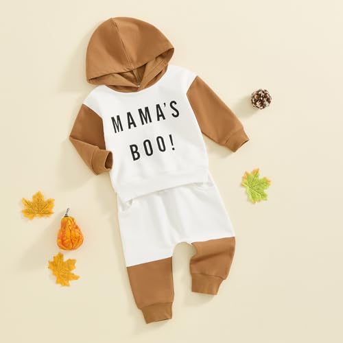 Finegoodwei Toddler Boys Winter Set - Contrast Letter Prints Hoodie Pants