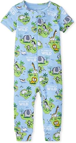 The Childrens Place Baby Boys Snuggle-Wild Family Safari Pajama Set