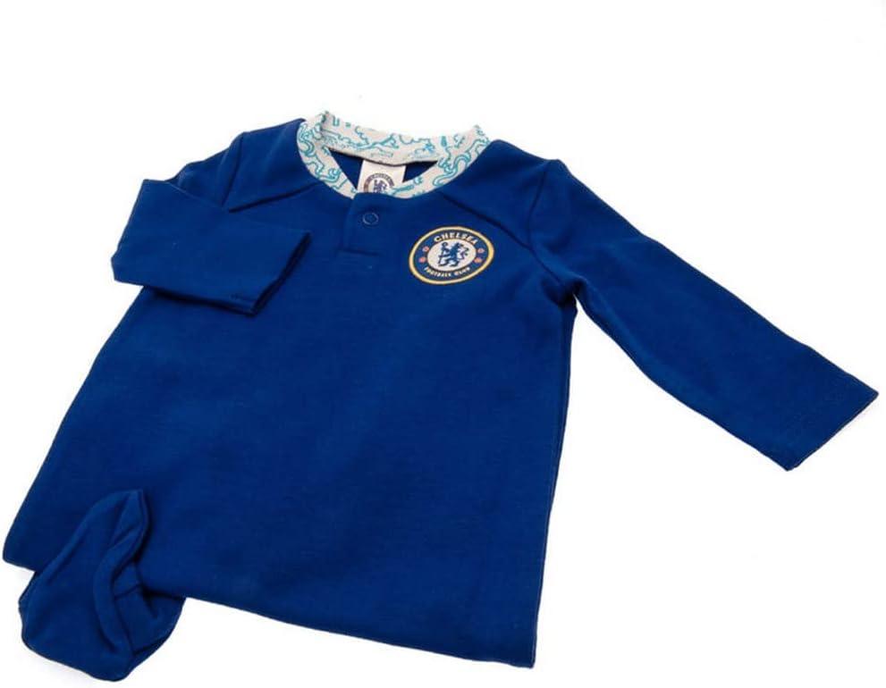 Chelsea FC Baby Crest Long-Sleeved Sleepers Royal BlueWhite