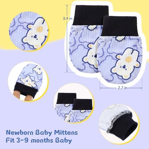 6-Pair Anti-Scratch Cotton Gloves for Newborns