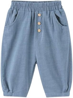 Boys Cotton Linen Shorts Elastic Waist for Summer