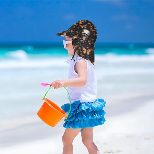 J JOYSAY Skull Butterflies Toddler Sun Hat UPF 50