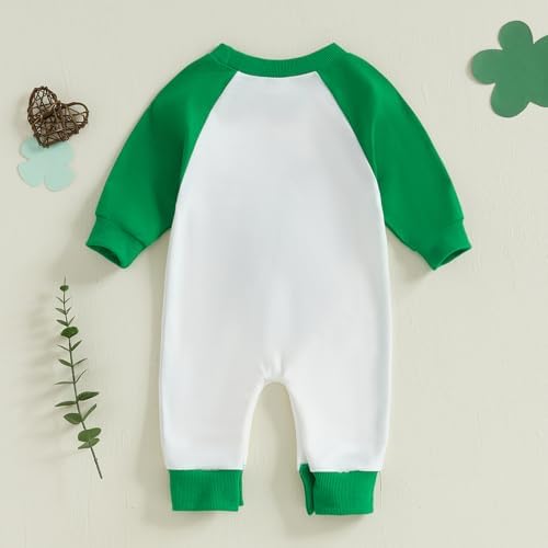 Newborn Baby Boy St Patricks Day Four-Leaf Clover Romyper