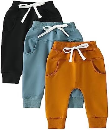 BOIBOKOKO 3PCS Toddler Boy Winter Jogger Pants