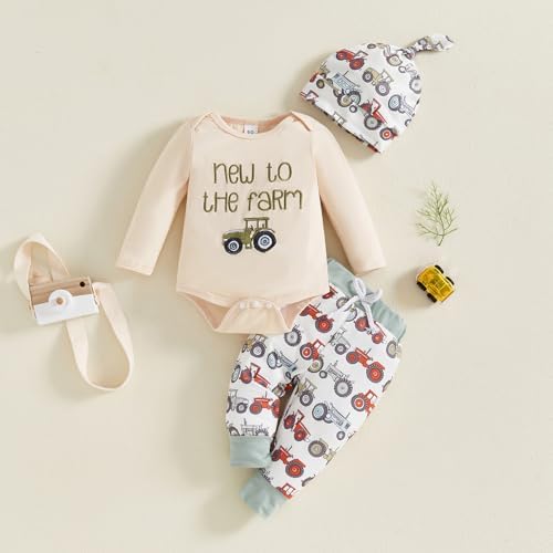 Newborn Baby Boy Farm Tractor Outfit Set