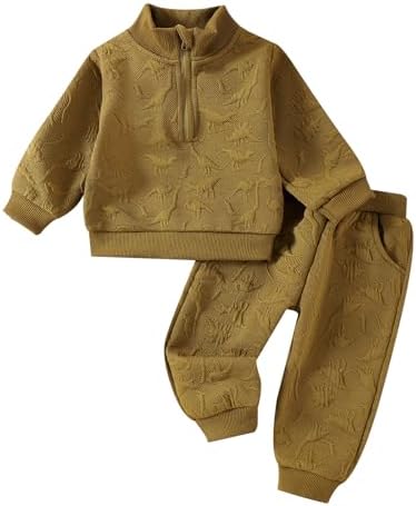 Bowler dinosaur toddler boys fall winter outfit set