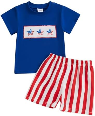 Genuine Patriotic Flag T-Shirt Elastic Shorts for Baby Boy
