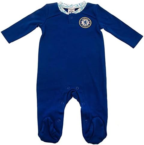Chelsea FC Baby Crest Long-Sleeved Sleepers Royal BlueWhite