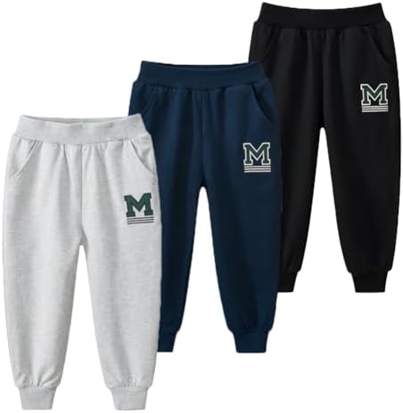 BeIVSlley Baby Boys 3-Pack Cotton Active Jogger Pants