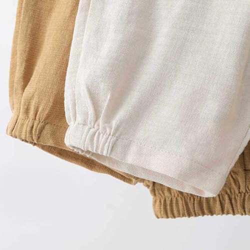 Boys Cotton Linen Shorts Elastic Waist for Summer