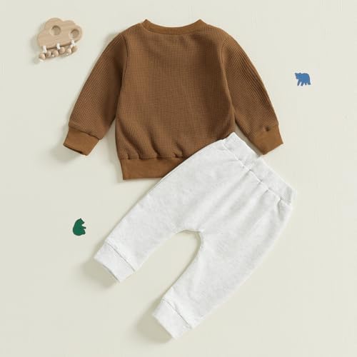 CIYCUIT Boys Fashion Set Lightweight Waffle Tops Pants Soft Stretchy Daily Wear