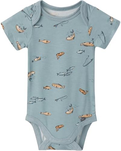 Modern Moments by Gerber Baby Boys Bodysuit and Pant Set Medium Teal Fishing
