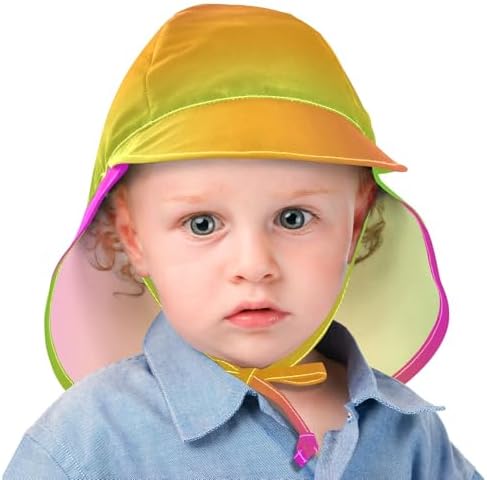 Holographic Gradient Rainbow Toddler Unisex Baby Fishing Hat with Strap