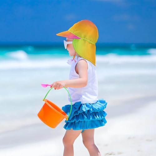 Holographic Gradient Rainbow Toddler Unisex Baby Fishing Hat with Strap