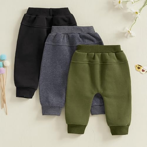 BBQiang Baby Boys 3 Pack Pull-on Jogger Pants Elastic Waist