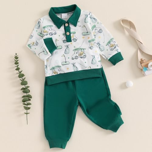 Newborn Baby Boy Golf Outfit Set - Soft Solid Cotton and Polyester