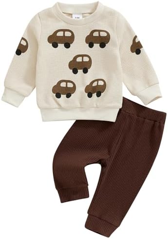 Toddler Boys Waffle Car Print Set