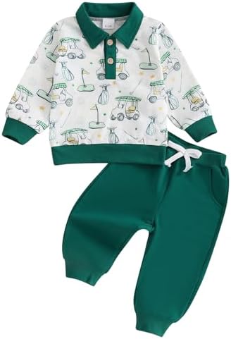 Newborn Baby Boy Golf Outfit Set - Soft Solid Cotton and Polyester
