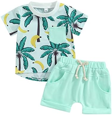 MABABY Newborn Toddler 12-18 Months Beach Short Sleeve Set