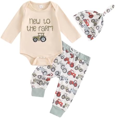 Newborn Baby Boy Farm Tractor Outfit Set