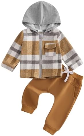 Little Boy Plaid Hoodie Set