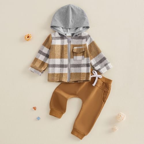 Little Boy Plaid Hoodie Set