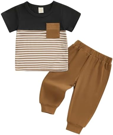 Perfectly Black Stripe Onesie Set for Toddler Boys Summer Outfits