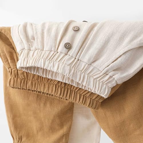 Boys Cotton Linen Shorts Elastic Waist for Summer