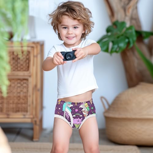 KLL Purple Unicorn Cute Animal Briefs for Boys