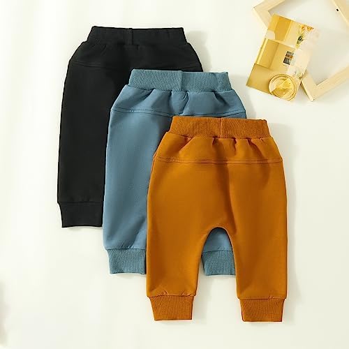 BOIBOKOKO 3PCS Toddler Boy Winter Jogger Pants