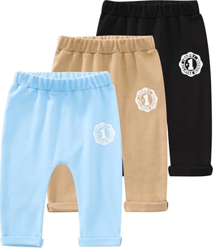 JARRMAKO Baby Boys Soft Cotton Joggers 3-Pack