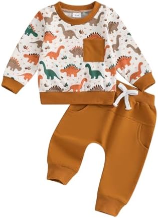 Fanvereka Baby Boys Dinosaur Print sweatshirt and sweatpants set