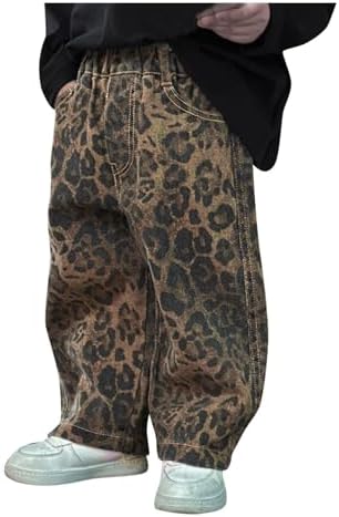 Little Boy_friends Leopard Denim Elastic Waist Trousers