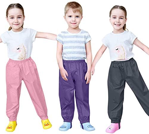 Adjustable Solid Rain Pants for Toddler Boys Waterproof and Comfortable