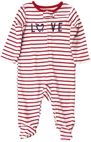 CARTERS Infant Boys Red White Stripe Love Valentine Sleep Pajamas 3-6 Months