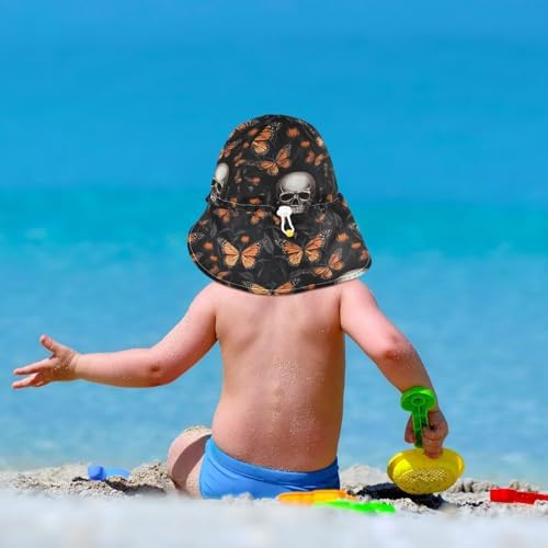 J JOYSAY Skull Butterflies Toddler Sun Hat UPF 50