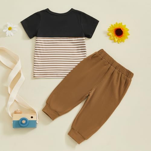 Perfectly Black Stripe Onesie Set for Toddler Boys Summer Outfits