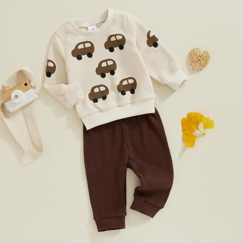 Toddler Boys Waffle Car Print Set