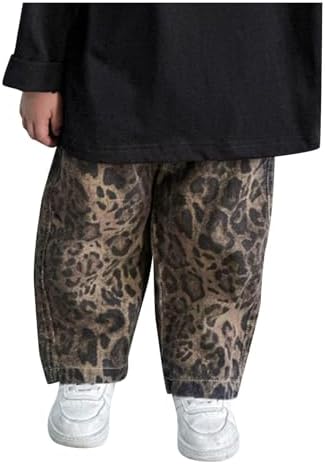 Little Boy_friends Leopard Denim Elastic Waist Trousers