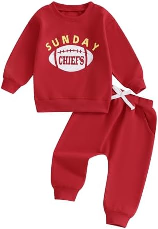 Toddler Boys Rugby Football Game Day Print Sweatshirt Pants Set