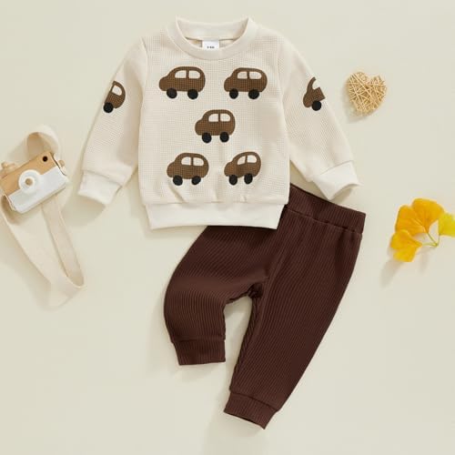 Toddler Boys Waffle Car Print Set