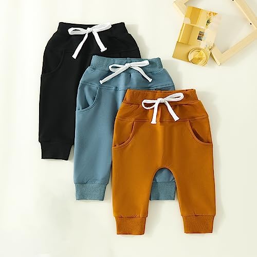 BOIBOKOKO 3PCS Toddler Boy Winter Jogger Pants
