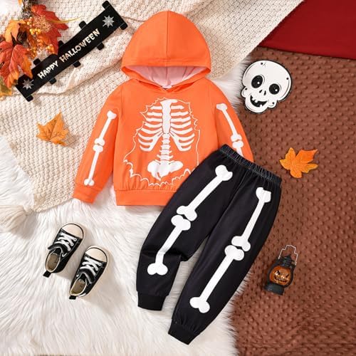 PENNSOY Little Baby Skeleton Print Halloween Outfit Set