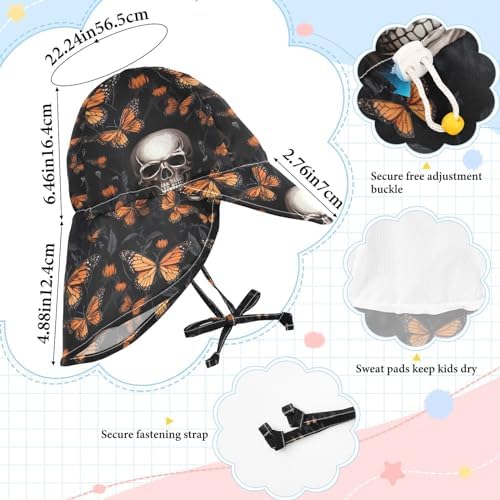 J JOYSAY Skull Butterflies Toddler Sun Hat UPF 50