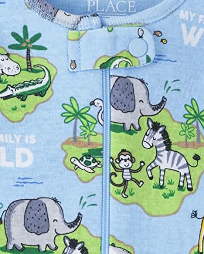 The Childrens Place Baby Boys Snuggle-Wild Family Safari Pajama Set