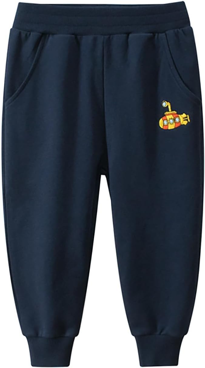 Cotton Cartoon Jogger Pants for Toddler Boys in Winter